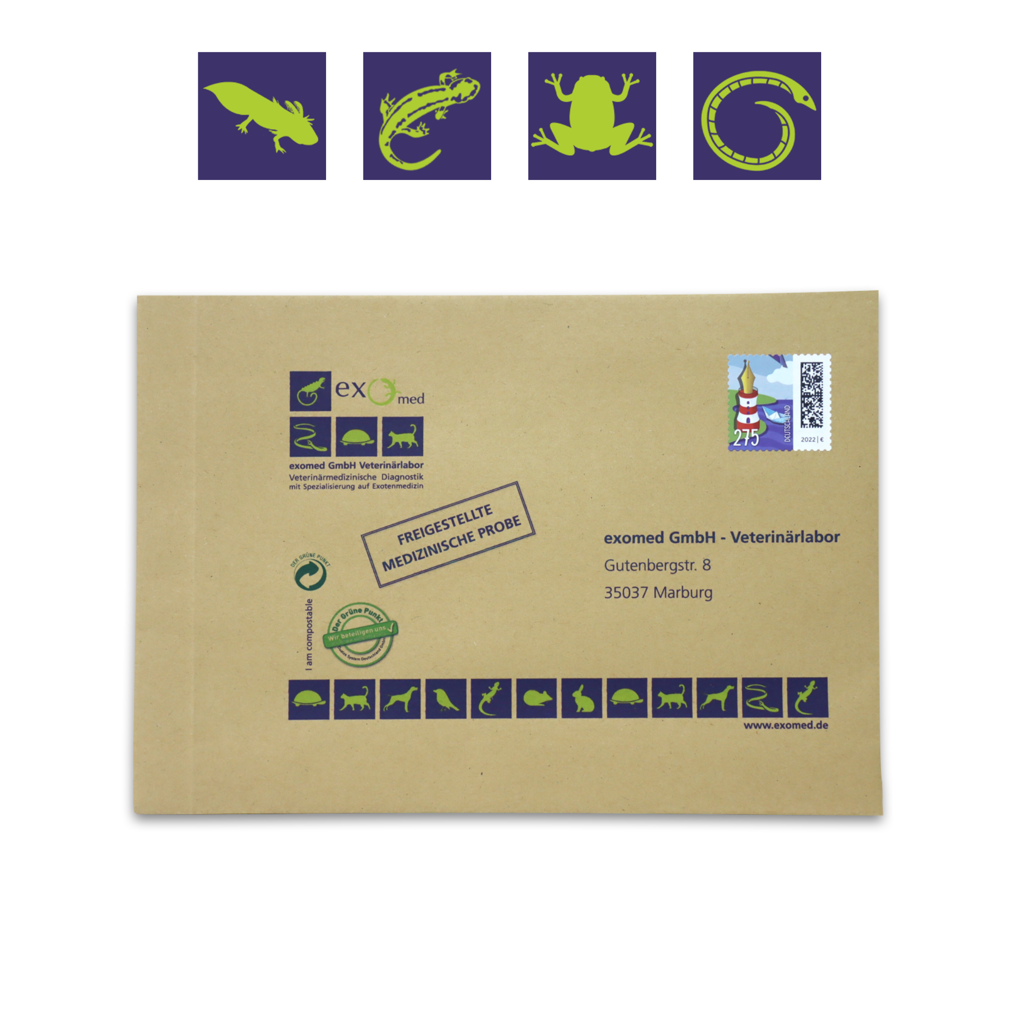 Einfache Kotuntersuchung beim Haustier von zu Hause aus mit exomed: Das Set enthält alles, was Sie für die Probenentnahme benötigen: Das notwendige Zubehör sowie eine ausführliche Anleitung, wie und wann eine Untersuchung gemacht werden sollte.