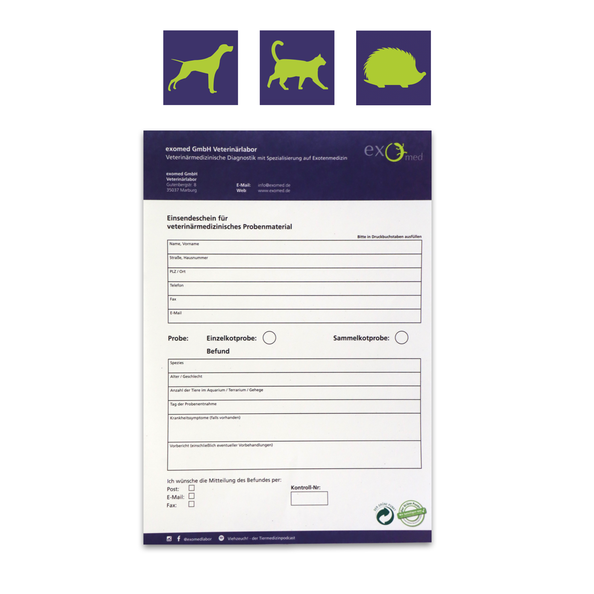 exomed Kotuntersuchung - Fleischfresser-Profil (Hunde/Katzen)