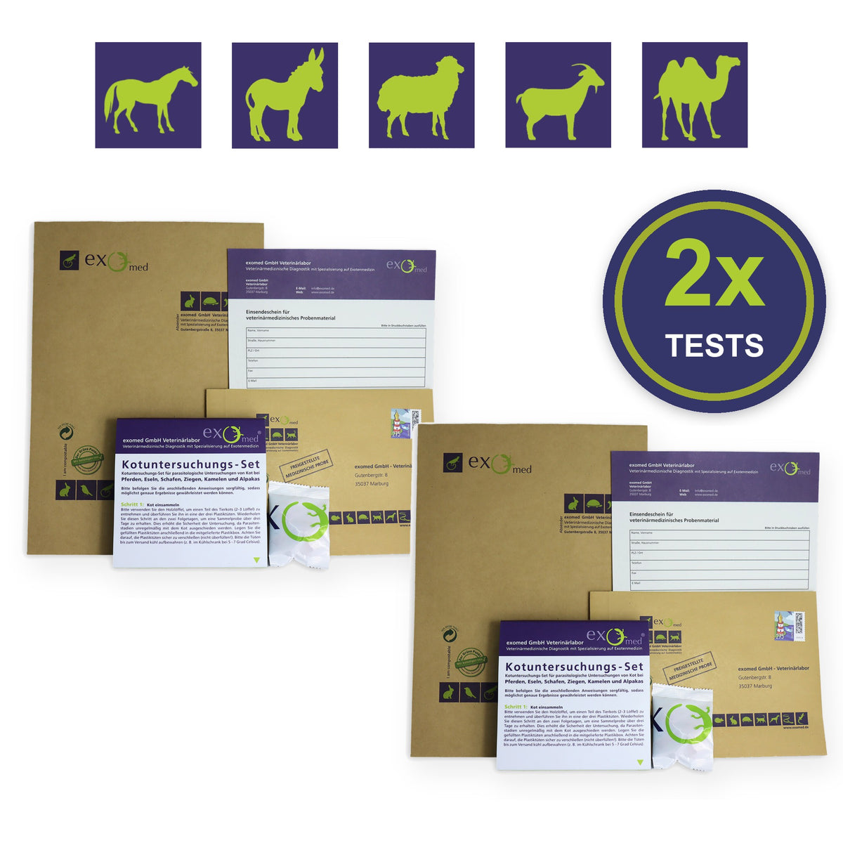 2er-Set Kotuntersuchung für Großtiere – zwei Testkits